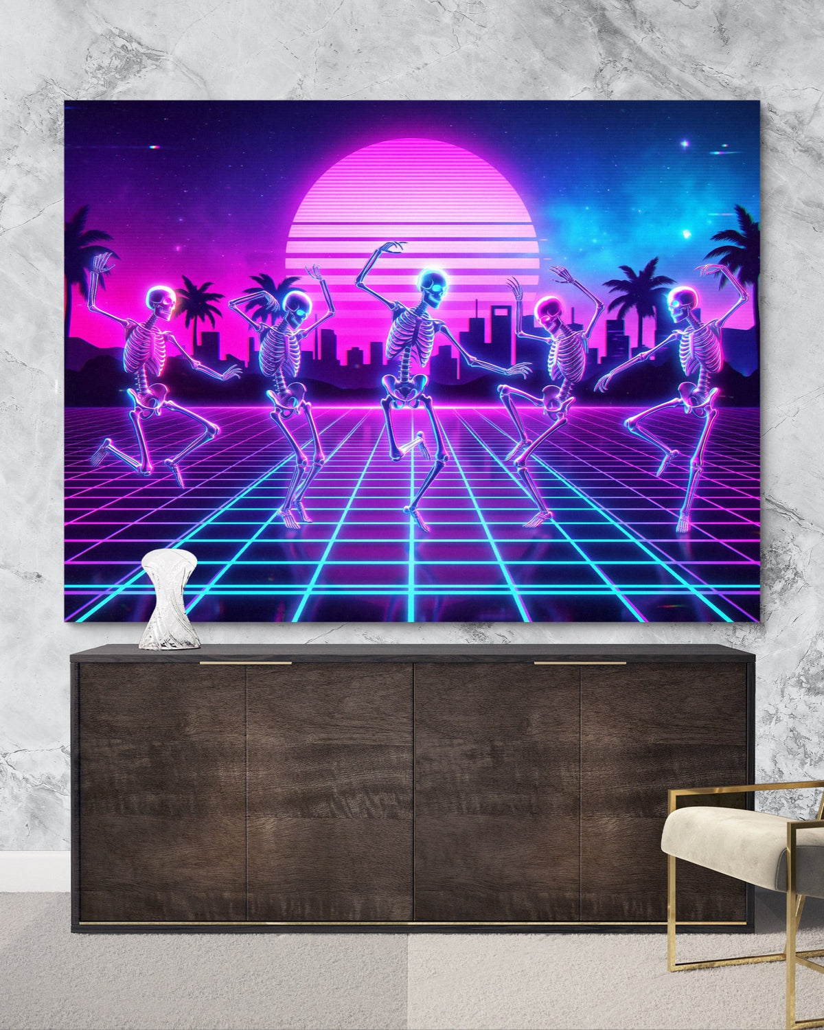 Skeleton Dance Synthwave - Luxury Wall Art