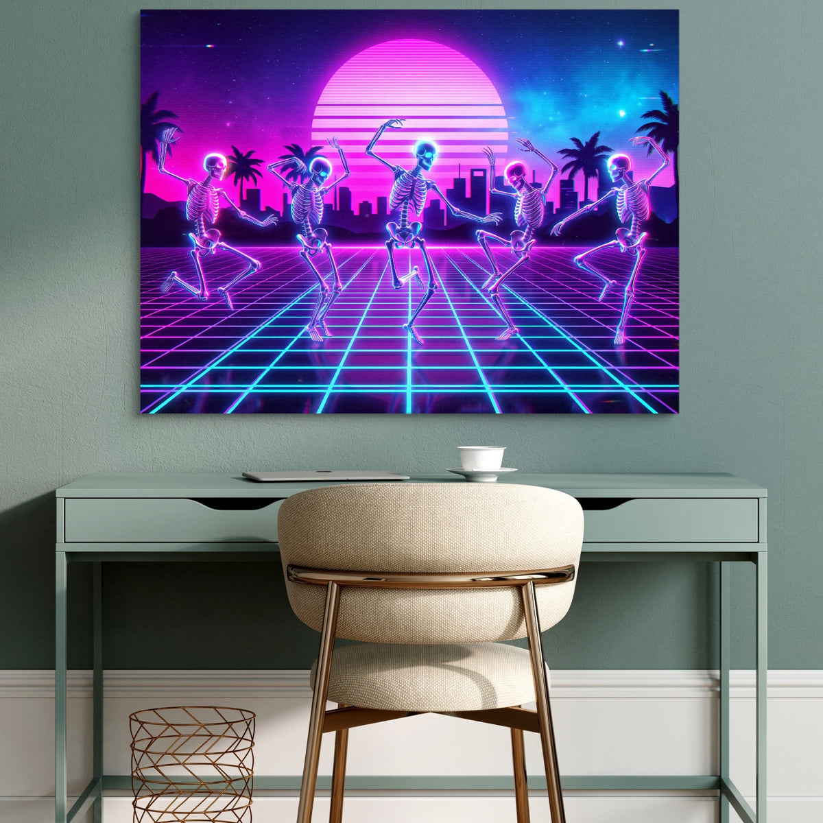 Skeleton Dance Synthwave - Luxury Wall Art