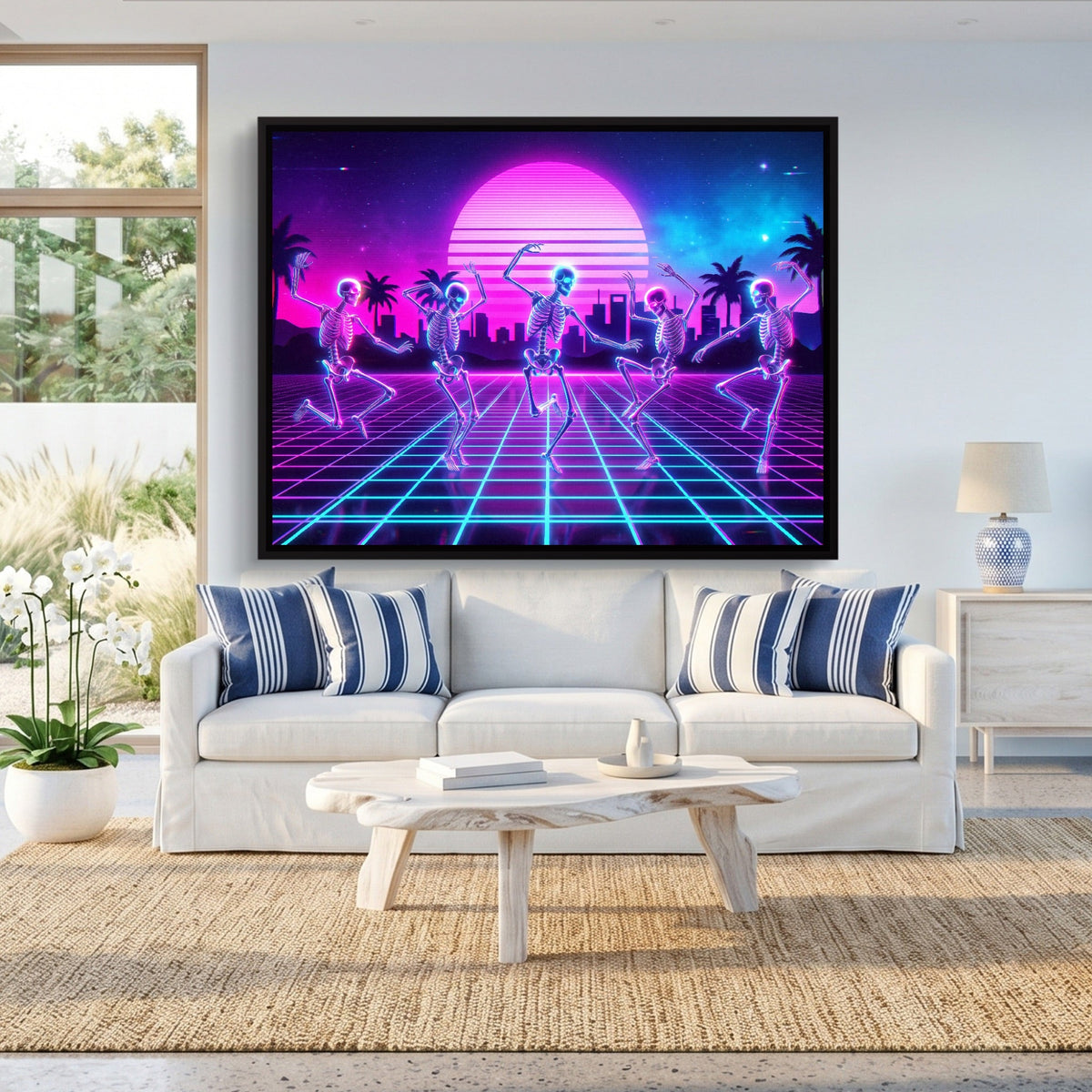 Skeleton Dance Synthwave - Luxury Wall Art
