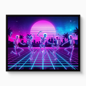 Skeleton Dance Synthwave — skeleton dance synthwave white studio framed black