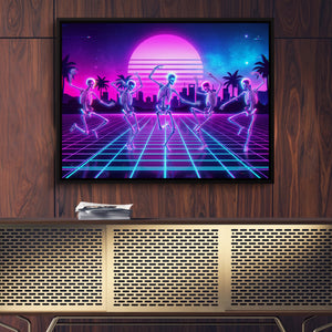 Skeleton Dance Synthwave — skeleton dance synthwave sq gold wood wall 1land framed black