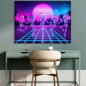 Skeleton Dance Synthwave — skeleton dance synthwave sq green desk 1land flush print