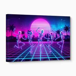 Skeleton Dance Synthwave — skeleton dance synthwave angled flush print