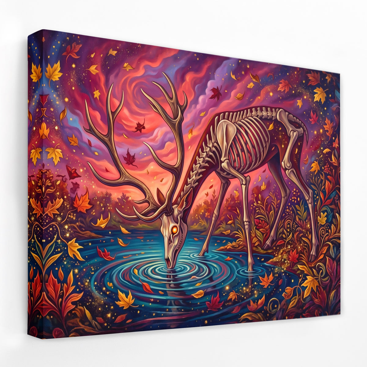 Skeleton Deer Drinking — Skeleton Deer Drinking Landscape   Side View   Mirror Wrap 89