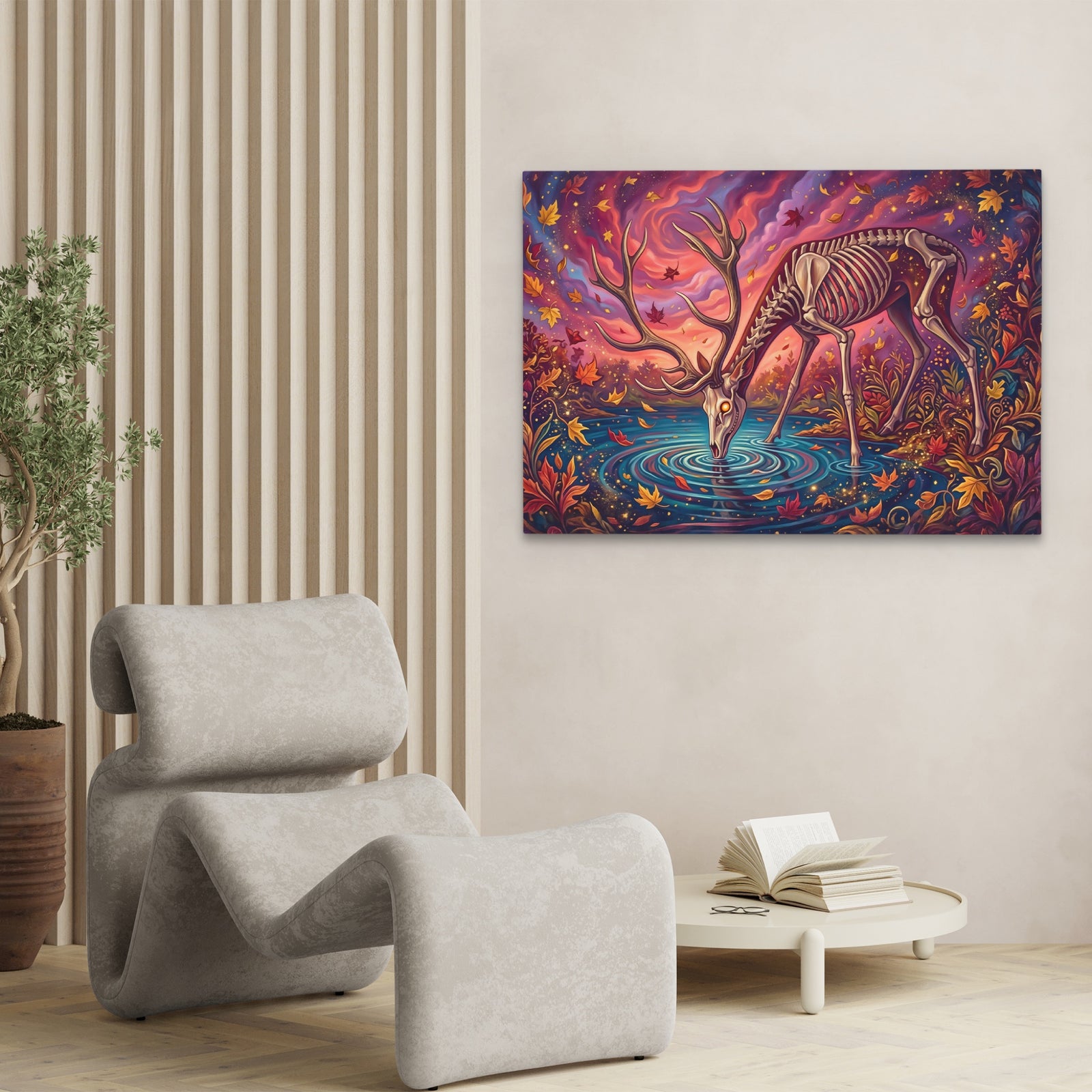Skeleton Deer Drinking — Skeleton Deer Drinking Close Up Landscape 63