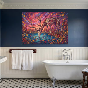 Skeleton Deer Drinking — Skeleton Deer Drinking Blue Bathroom Land 24