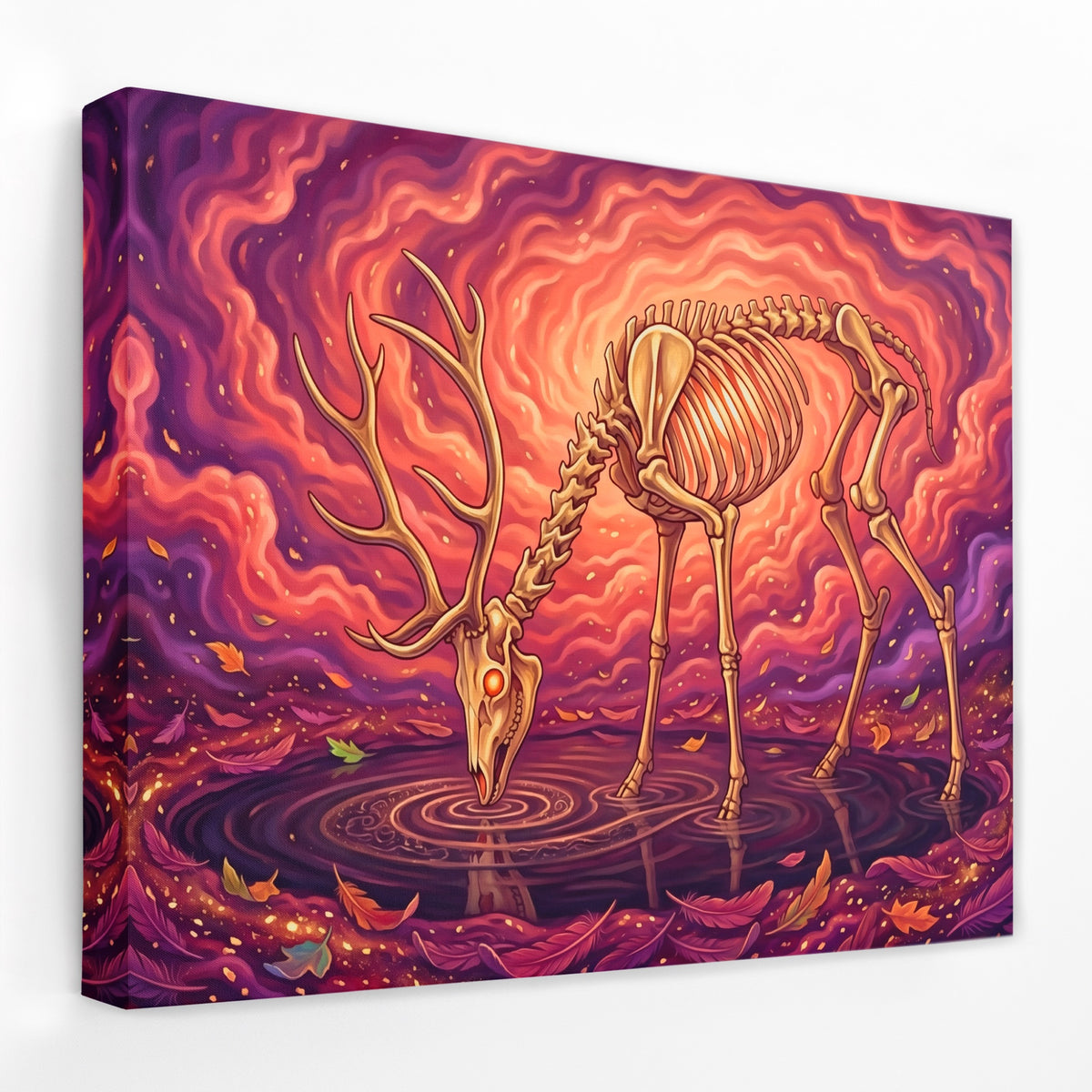 Skeleton Deer Inferno — Skeleton Deer Inferno Landscape   Side View   Mirror Wrap 90