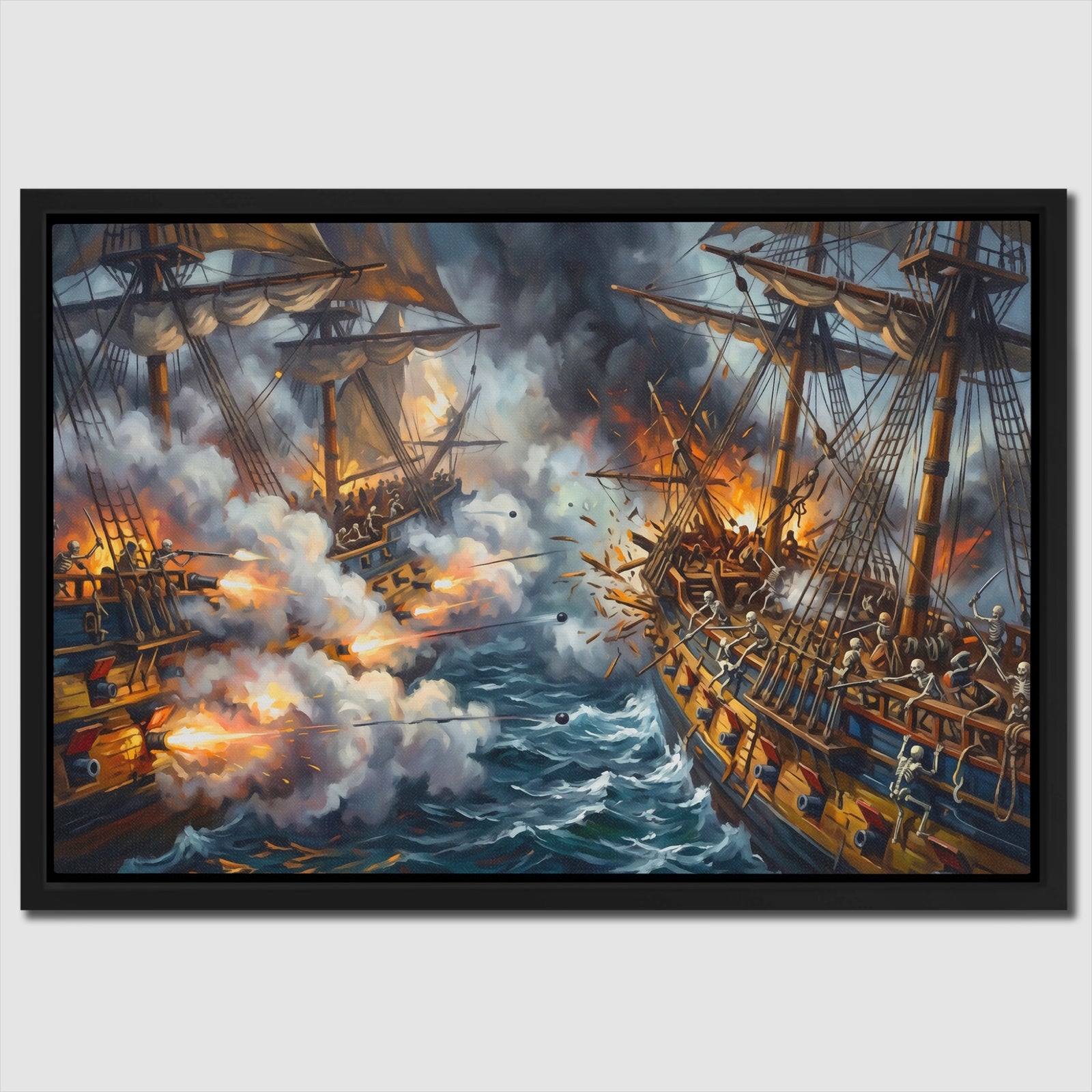 Skeleton Fleet Battle canvas wall art