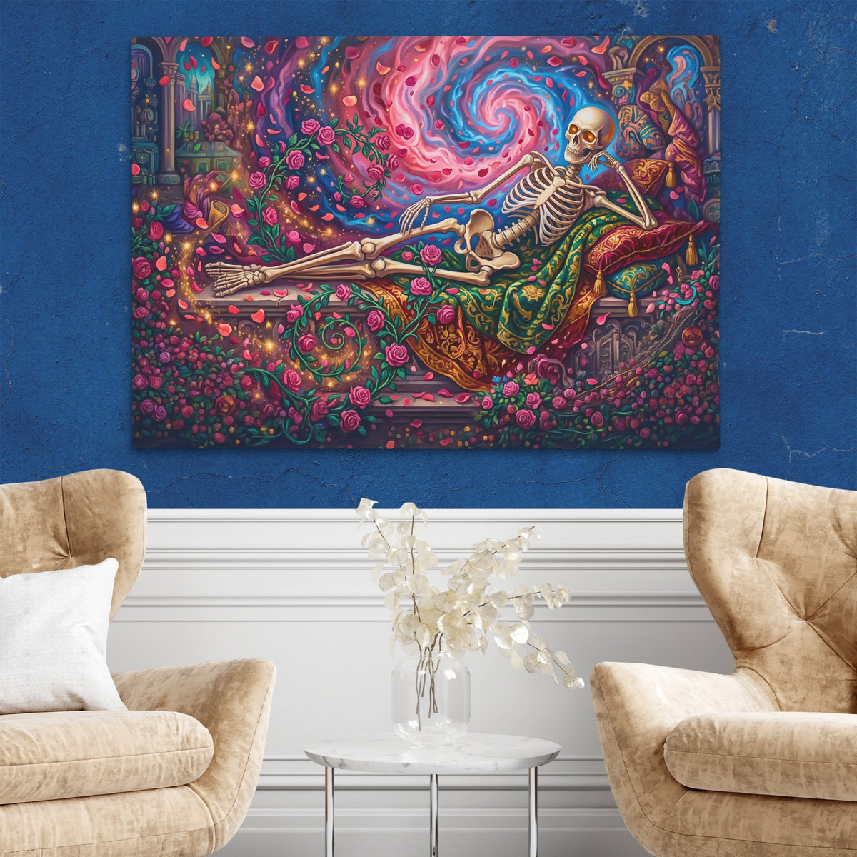 Skeleton Floral Reverie — Skeleton Floral Reverie Two Chairs Blue Walls2 143