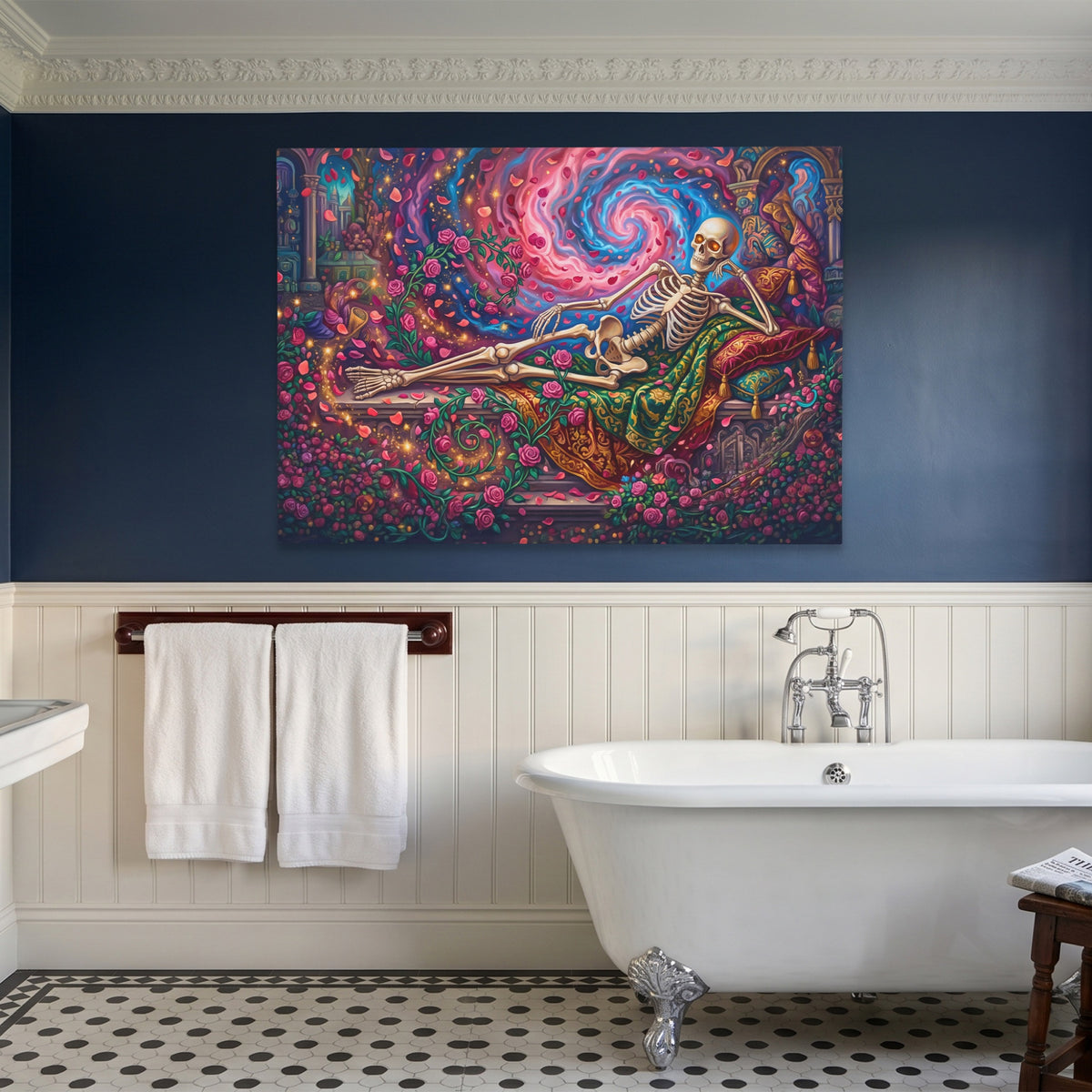 Skeleton Floral Reverie — Skeleton Floral Reverie Blue Bathroom Land 26