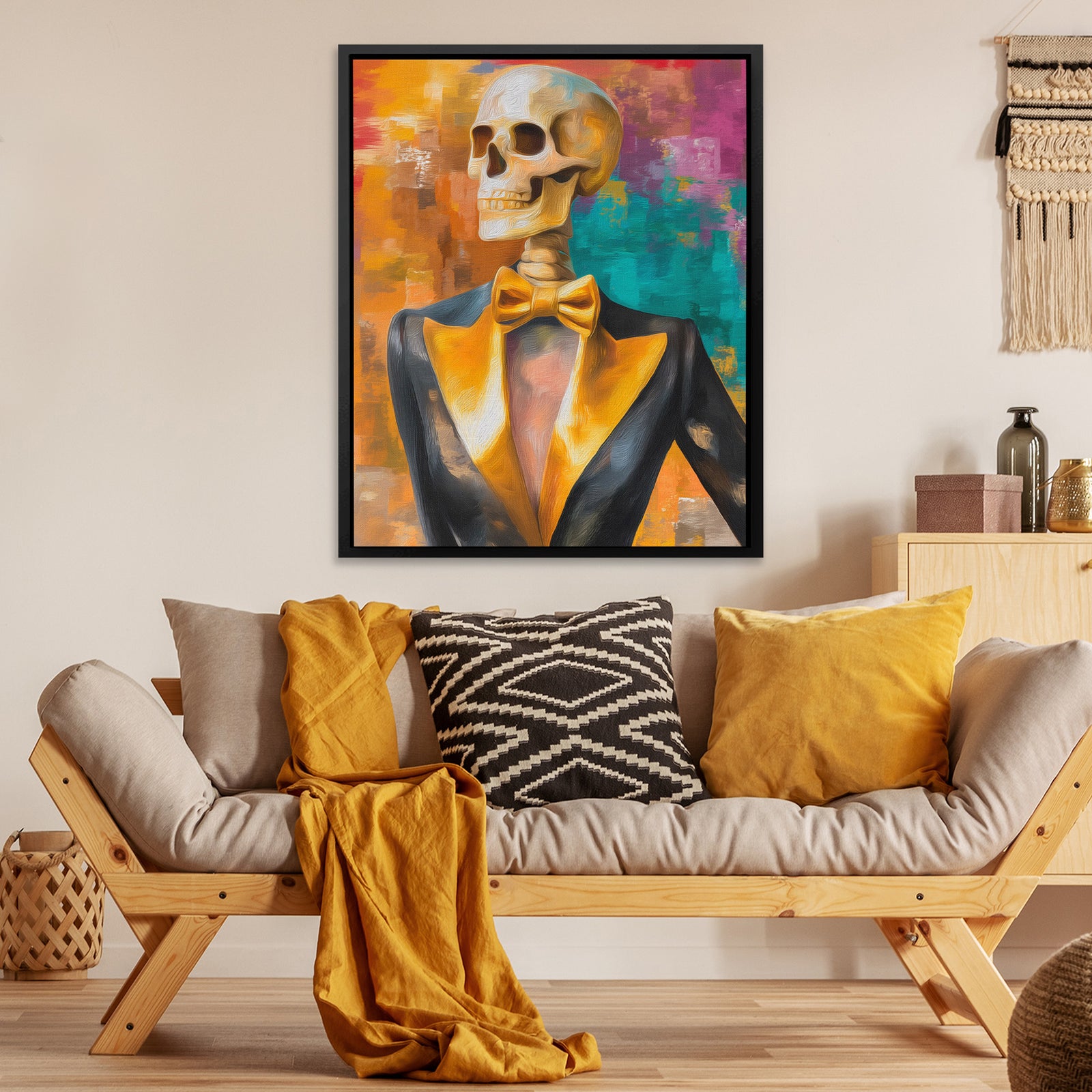 Skeleton in Tuxedo - Day Of The Dead Canvas Wall Art