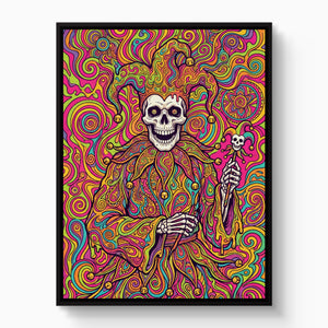 Skeleton Jester Psychedelic — skeleton jester psychedelic white studio framed black