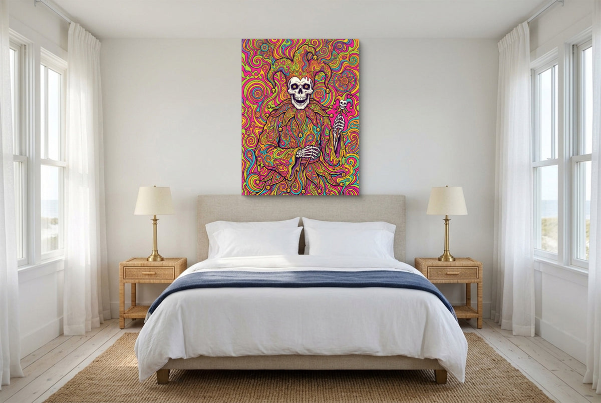 Skeleton Jester Psychedelic — skeleton jester psychedelic bedroom with windows 1port flush print