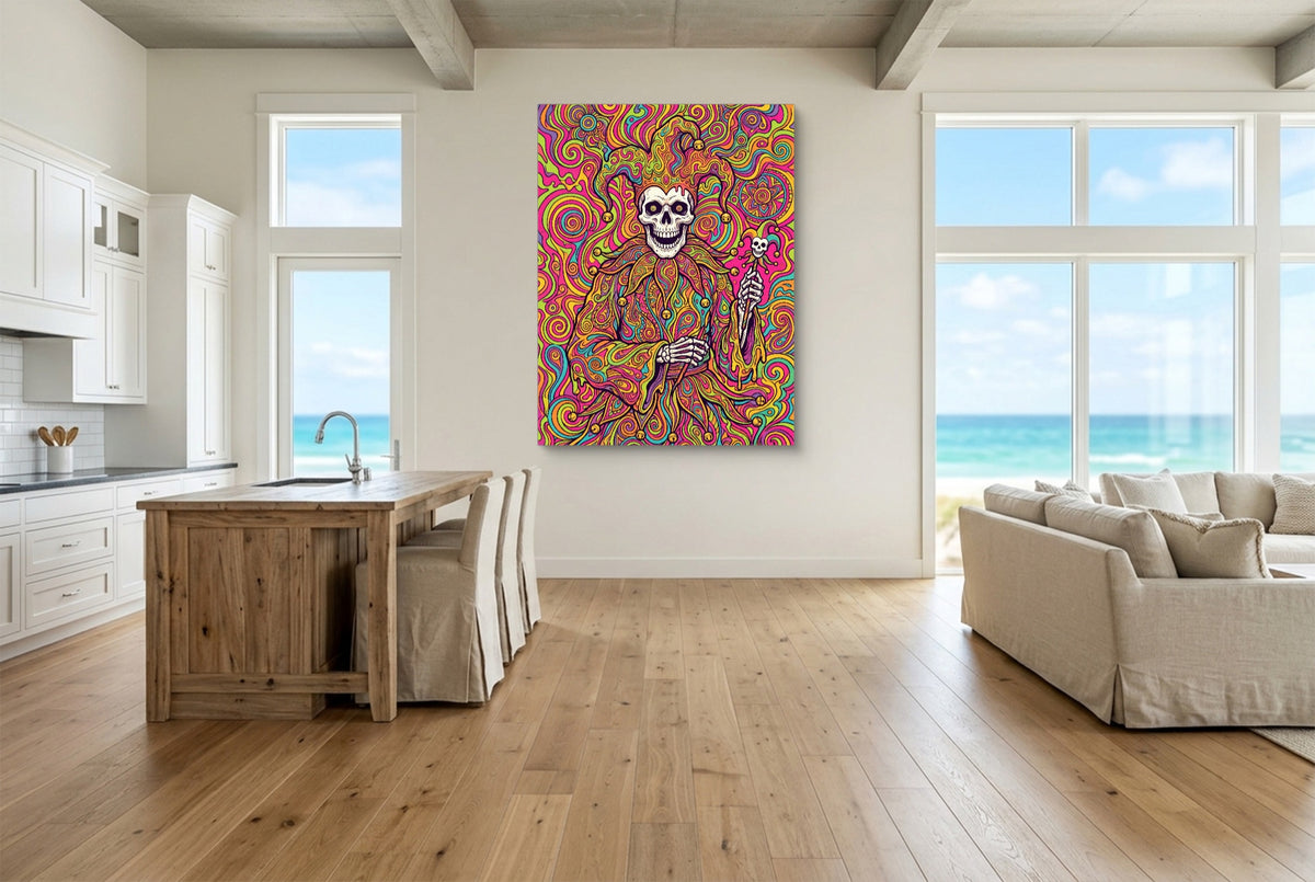 Skeleton Jester Psychedelic — skeleton jester psychedelic living room with ocean view 2 1port flush print