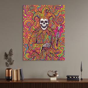 Skeleton Jester Psychedelic — skeleton jester psychedelic sq office desk wall 1port flush print