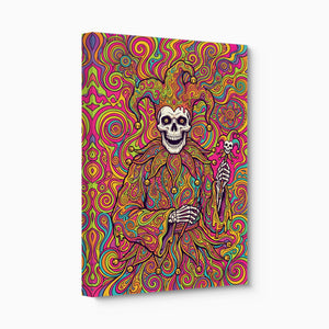 Skeleton Jester Psychedelic — skeleton jester psychedelic angled flush print