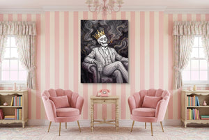 Skeleton King Smoking — skeleton king smoking pink living room interior 1port flush print