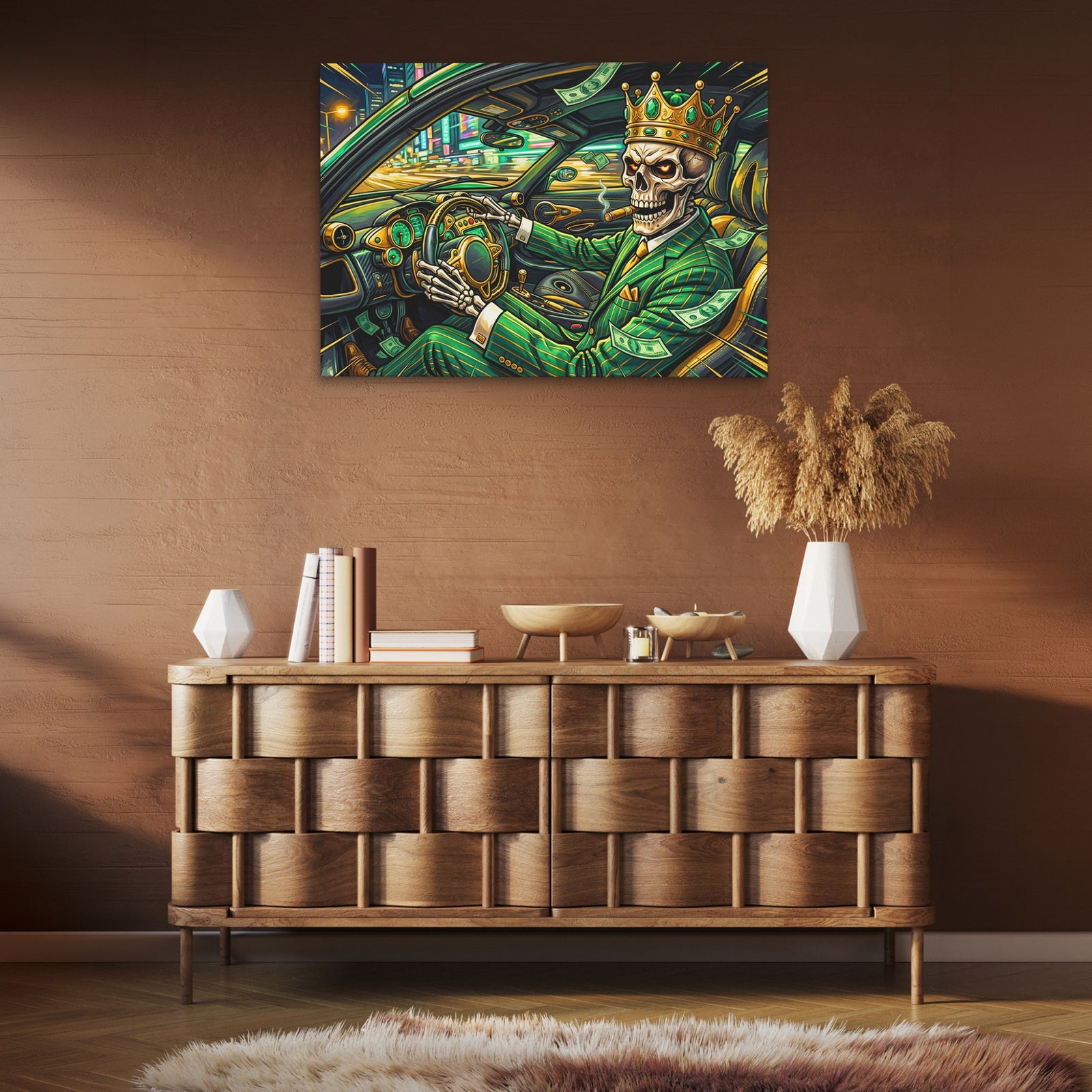 Skeleton King Speedway canvas wall art