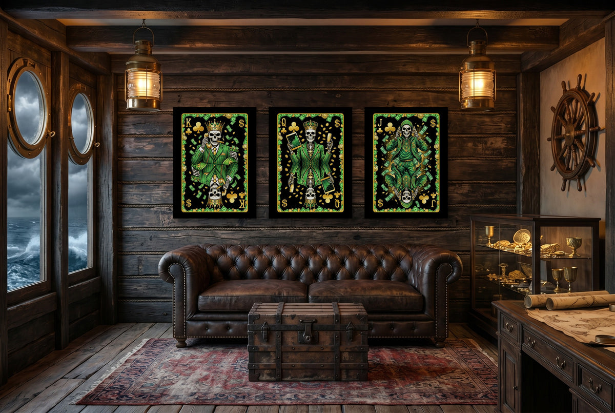 Skeleton Money Clubs King Queen Jack