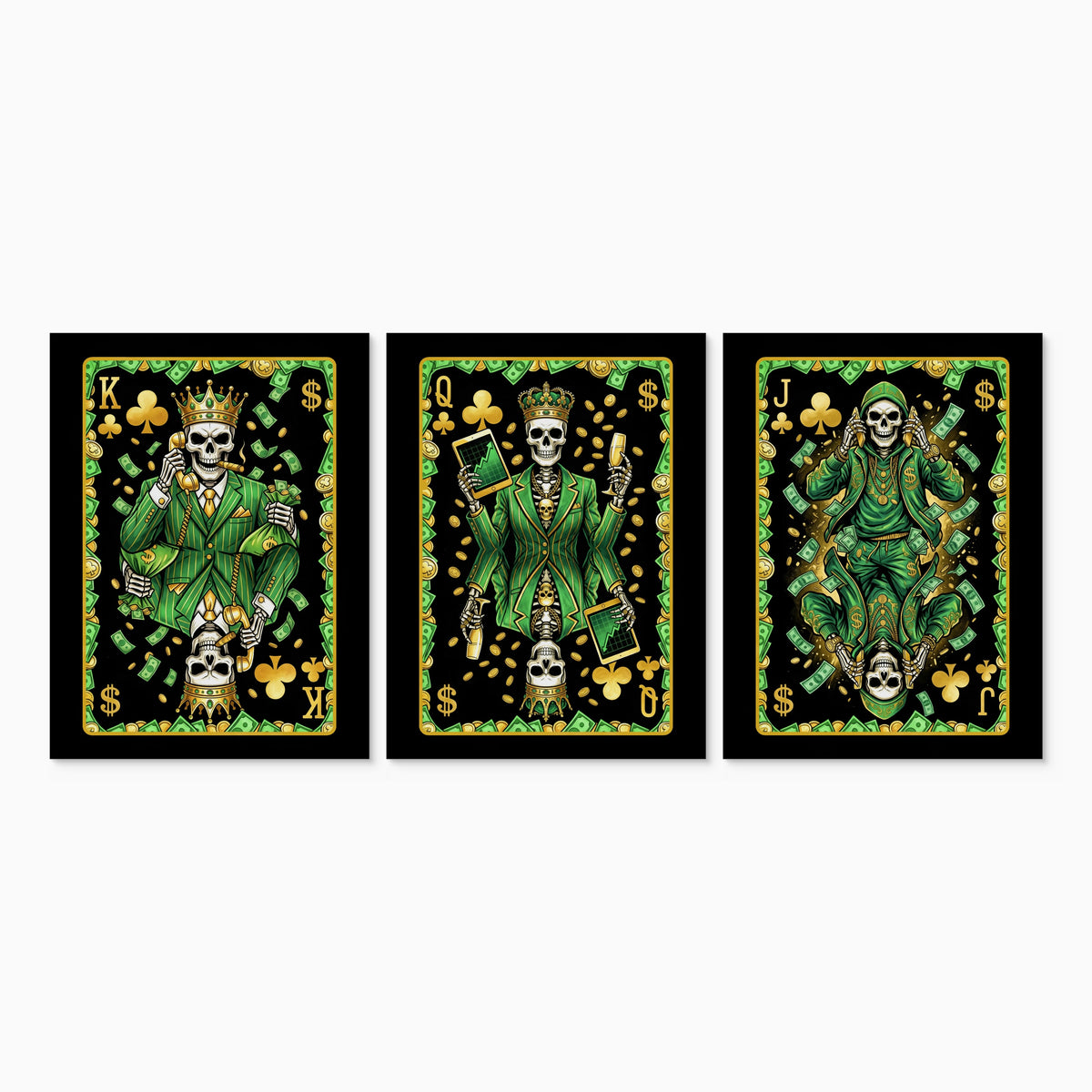 Skeleton Money Clubs King Queen Jack