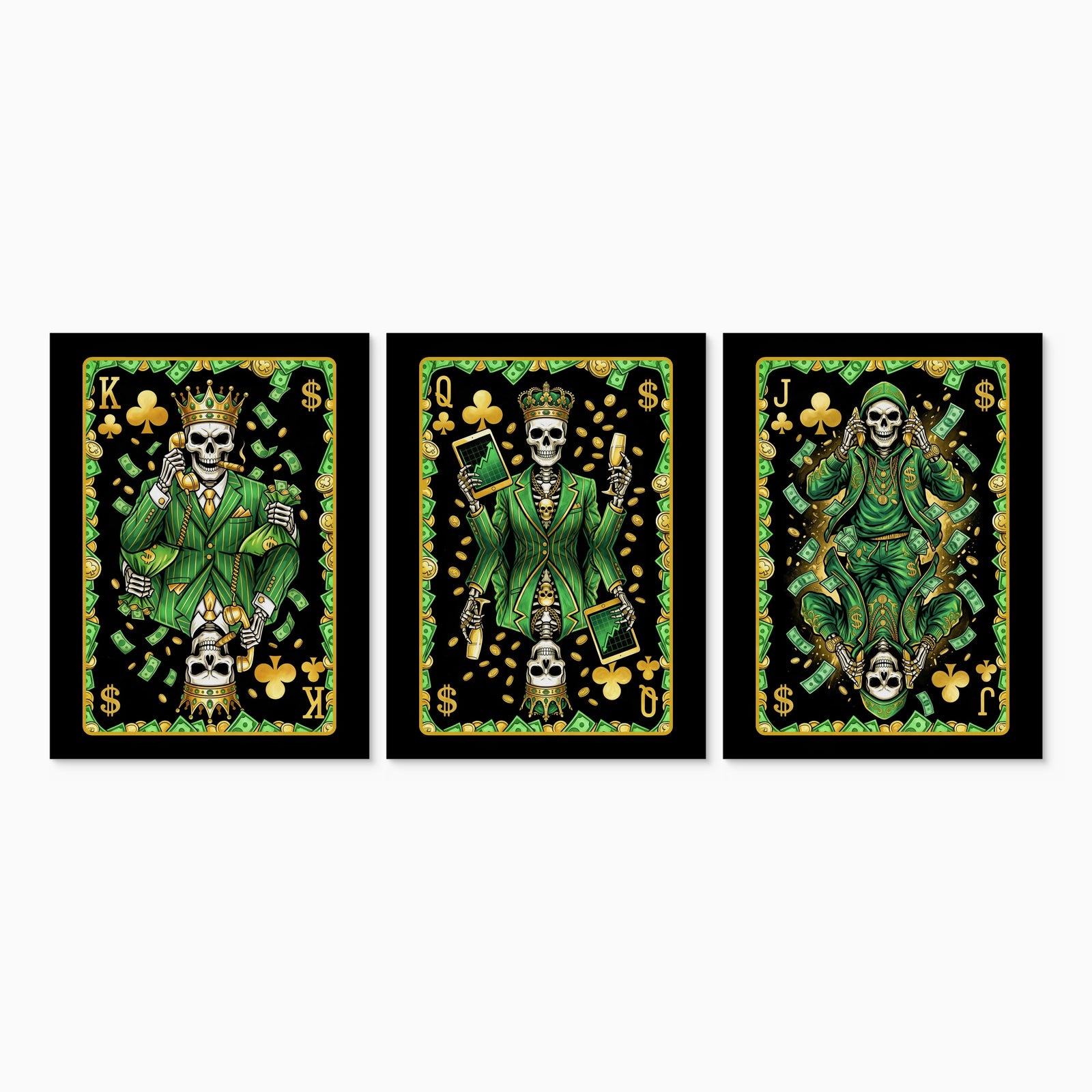 Skeleton Money Clubs King Queen Jack