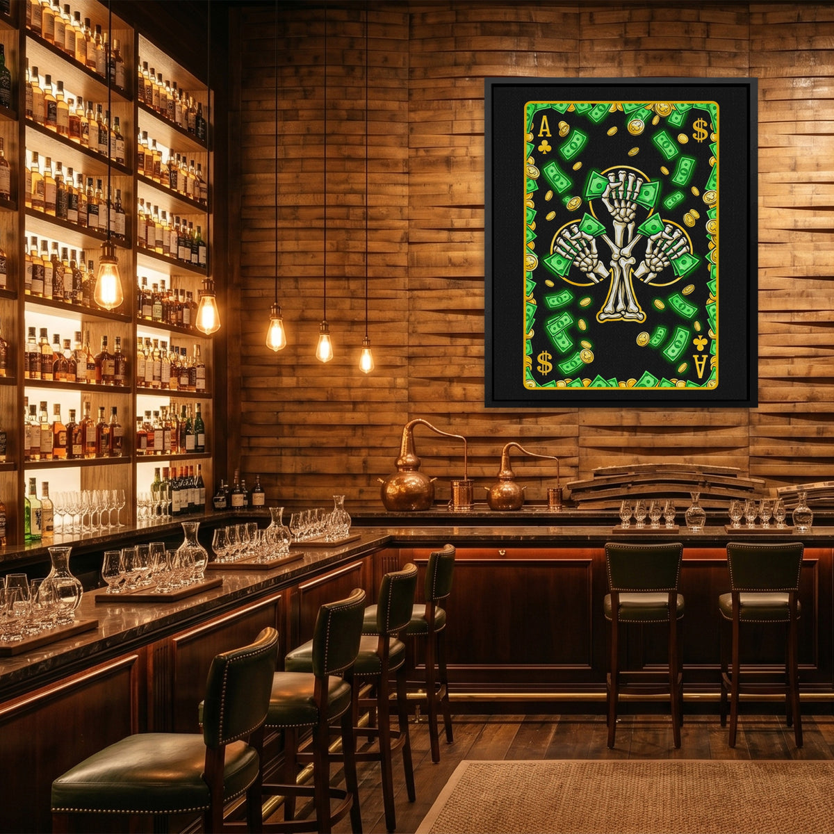 Skeleton Money Ace of Clubs Card — Skeleton Money Ace of Clubs Card Whiskey Bar Port 176