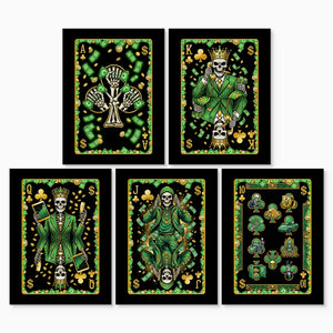 Skeleton Money Clubs Royal Flush canvas print set, 2 over 3, no frame