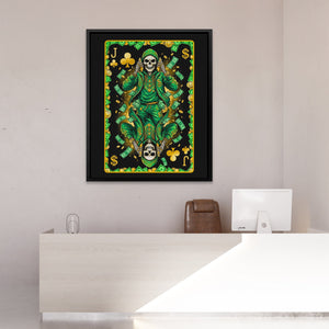 Skeleton Money Jack of Clubs Card canvas wall art, room view