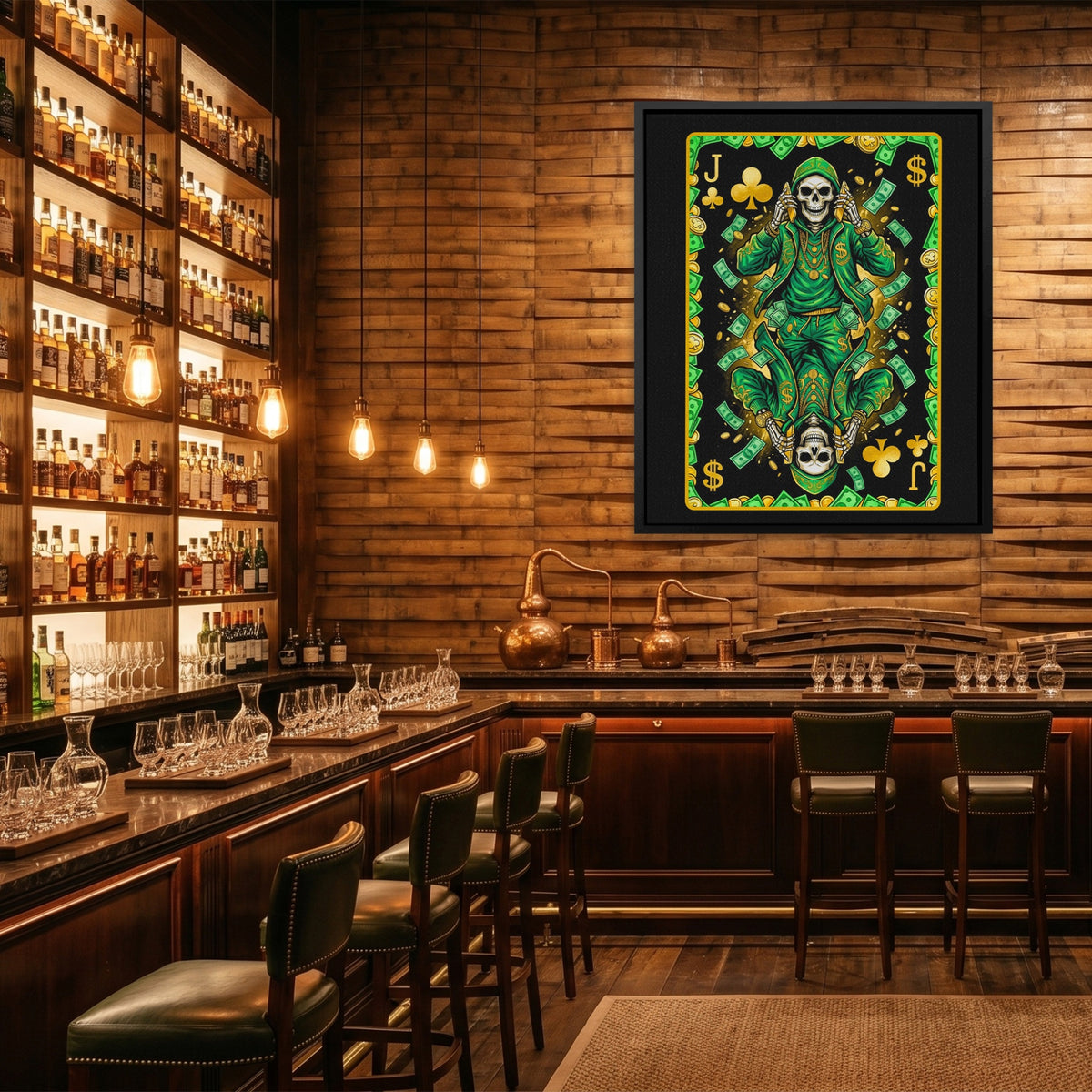 Skeleton Money Jack of Clubs Card — Skeleton Money Jack of Clubs Card Whiskey Bar Port 177
