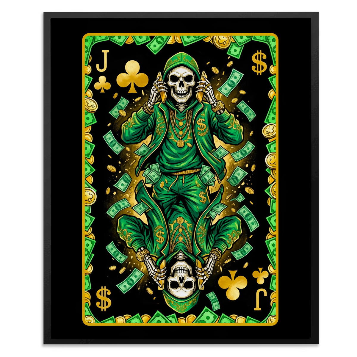 Skeleton Money Jack of Clubs Card — Skeleton Money Jack of Clubs Card Front Facing Portrait2 27