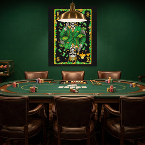 Skeleton Money King of Clubs Card canvas wall art, room view
