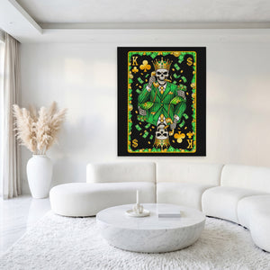 Skeleton Money King of Clubs Card canvas wall art, room view