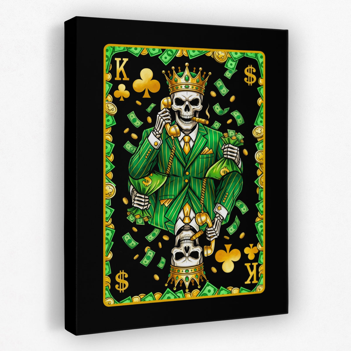 Skeleton Money King of Clubs Card — Skeleton Money King of Clubs Card Portrait   Side View   Mirror 163
