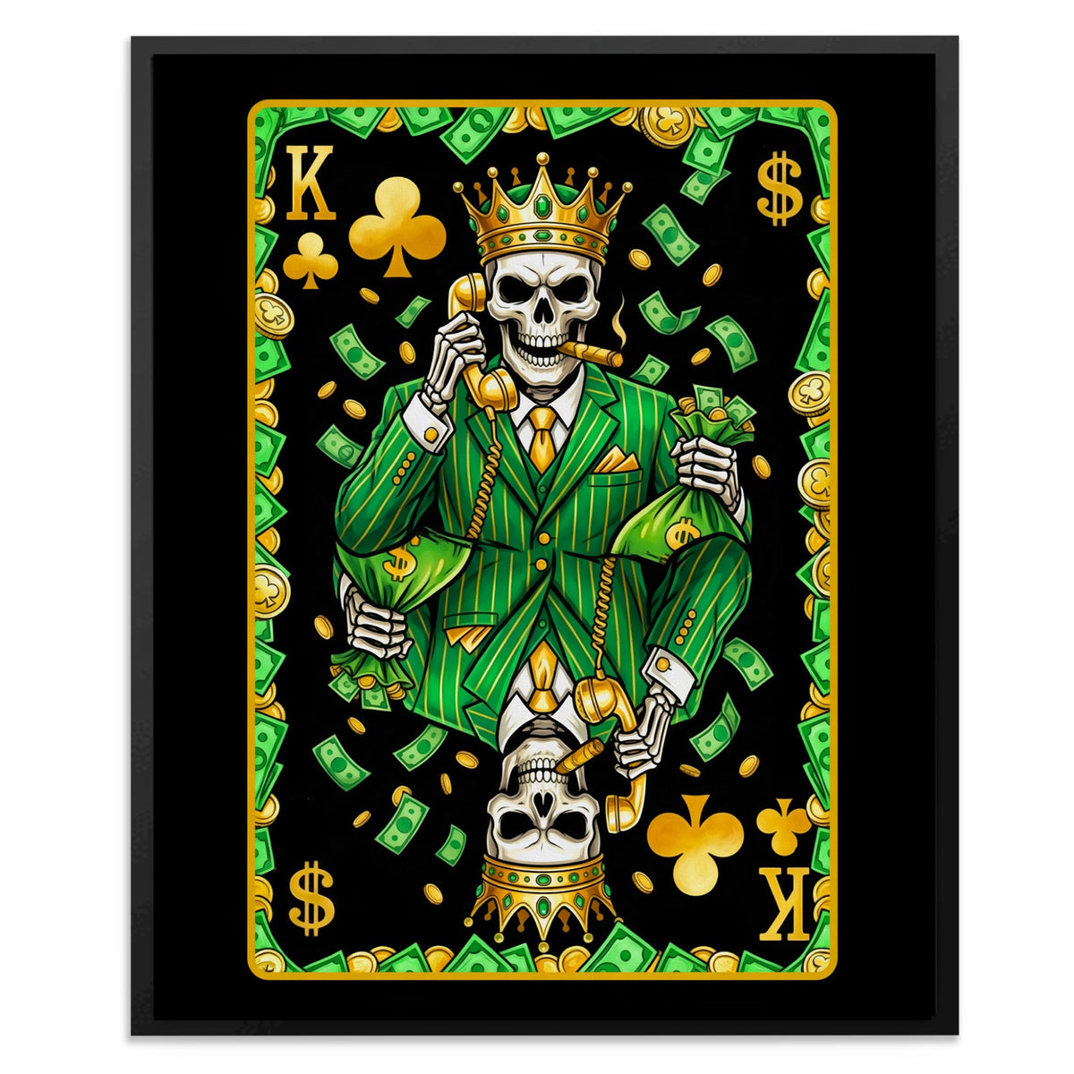 Skeleton Money King of Clubs Card — Skeleton Money King of Clubs Card Front Facing Portrait2 28