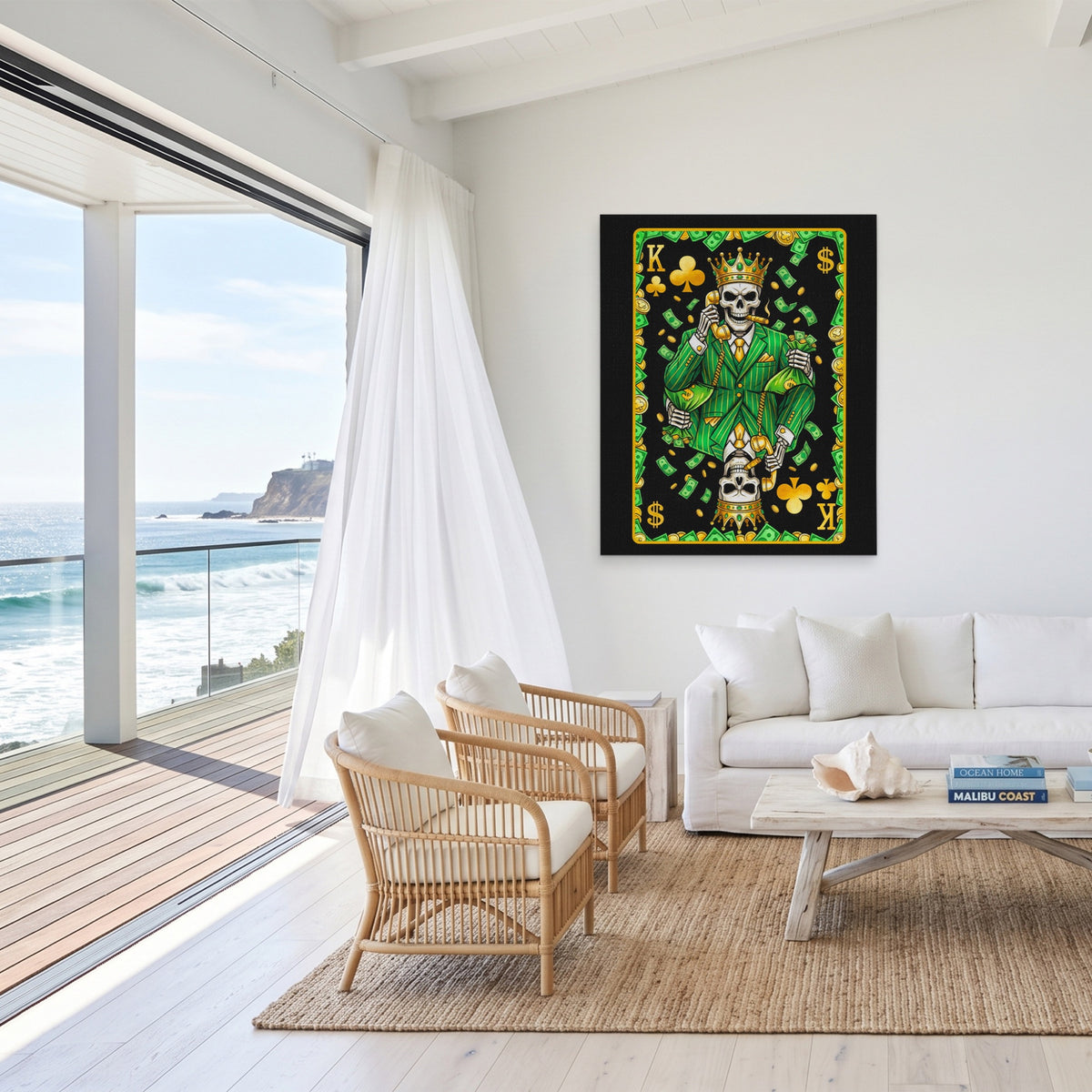 Skeleton Money King of Clubs Card — Skeleton Money King of Clubs Card Malibu Beach Port 58
