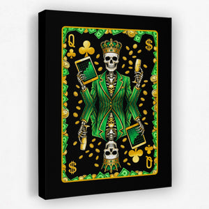 Skeleton Money Queen of Clubs Card — Skeleton Money Queen of Clubs Card Portrait   Side View   Mirror 164