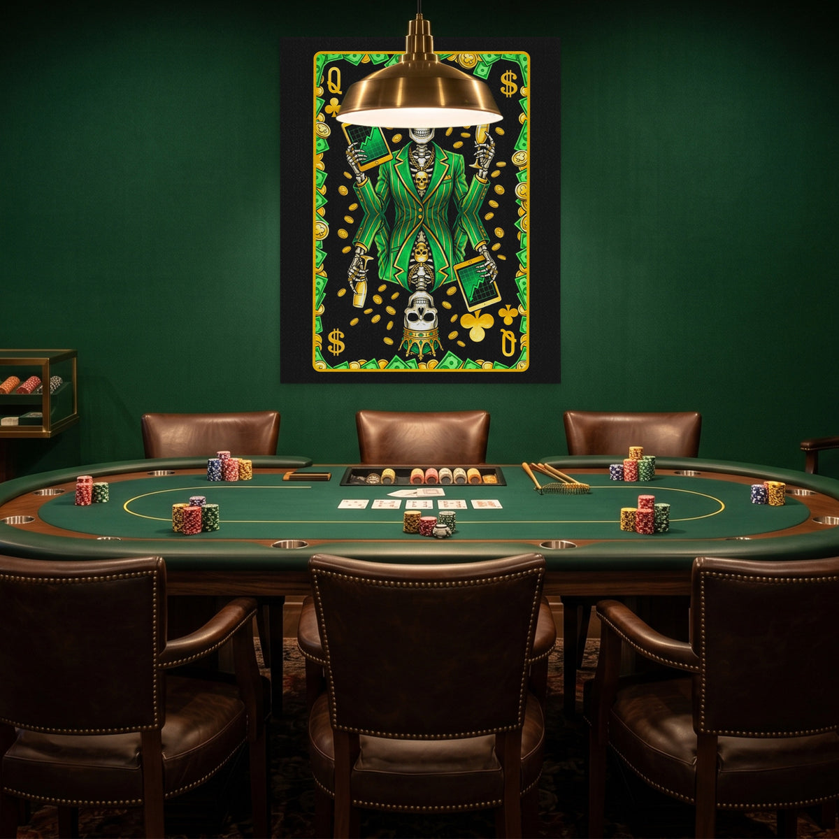 Skeleton Money Queen of Clubs Card — Skeleton Money Queen of Clubs Card Poker Room Green Port 134