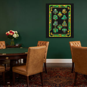 Skeleton Money Ten of Clubs Card canvas wall art, room view