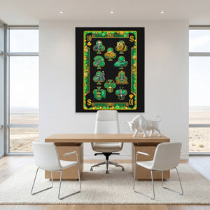 Skeleton Money Ten of Clubs Card canvas wall art, room view