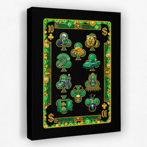 Skeleton Money Ten of Clubs Card canvas wall art, room view