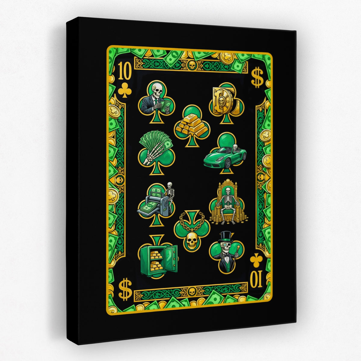 Skeleton Money Ten of Clubs Card — Skeleton Money Ten of Clubs Card Portrait   Side View   Mirror 165