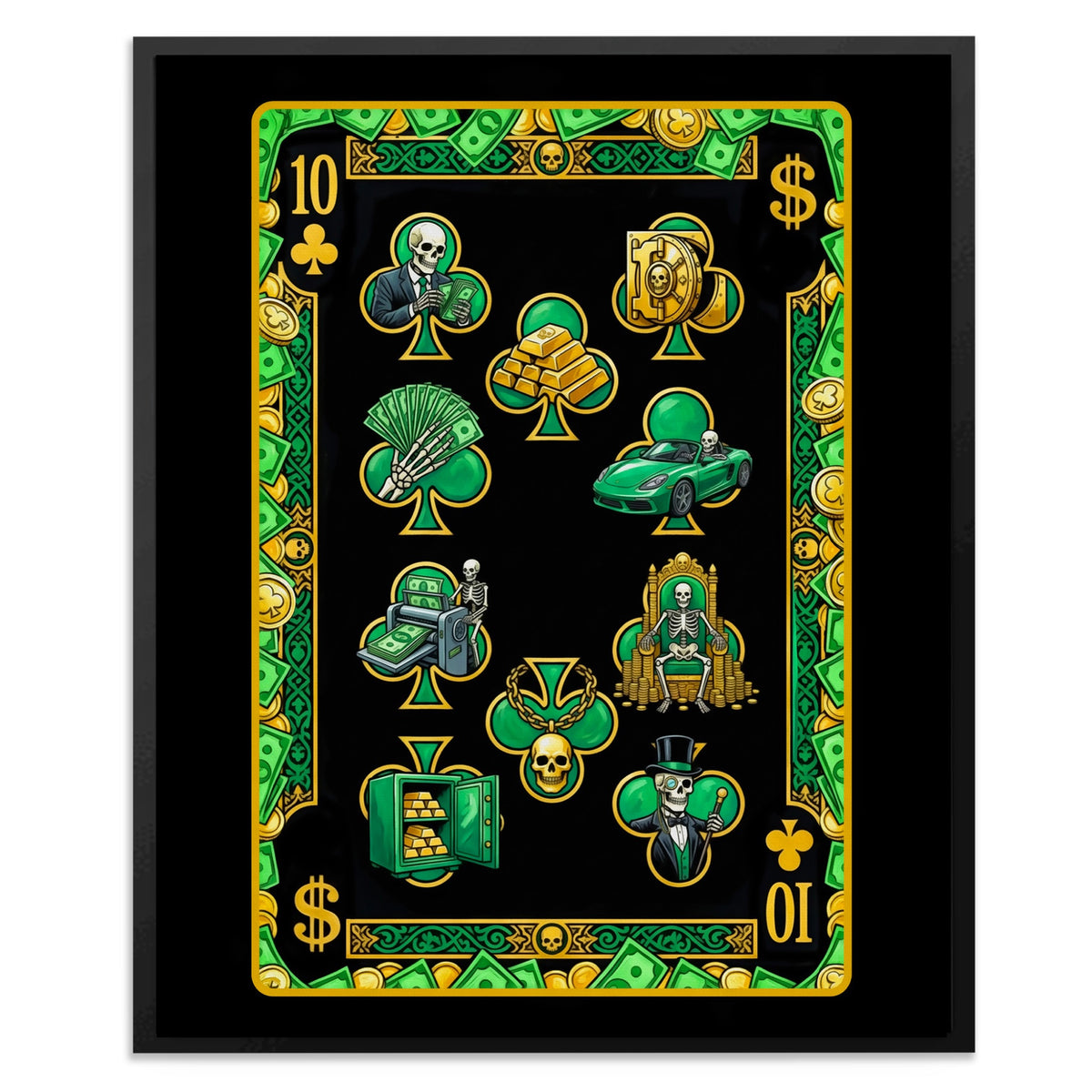 Skeleton Money Ten of Clubs Card — Skeleton Money Ten of Clubs Card Front Facing Portrait2 30