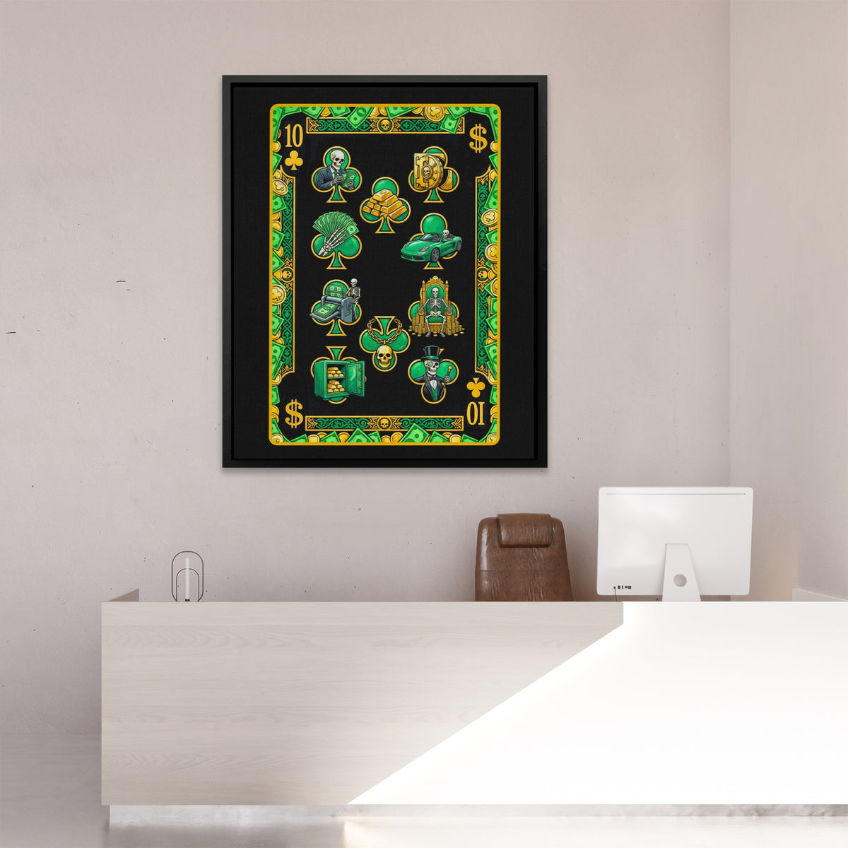 Skeleton Money Ten of Clubs Card — Skeleton Money Ten of Clubs Card New   Reception Desk Port 90