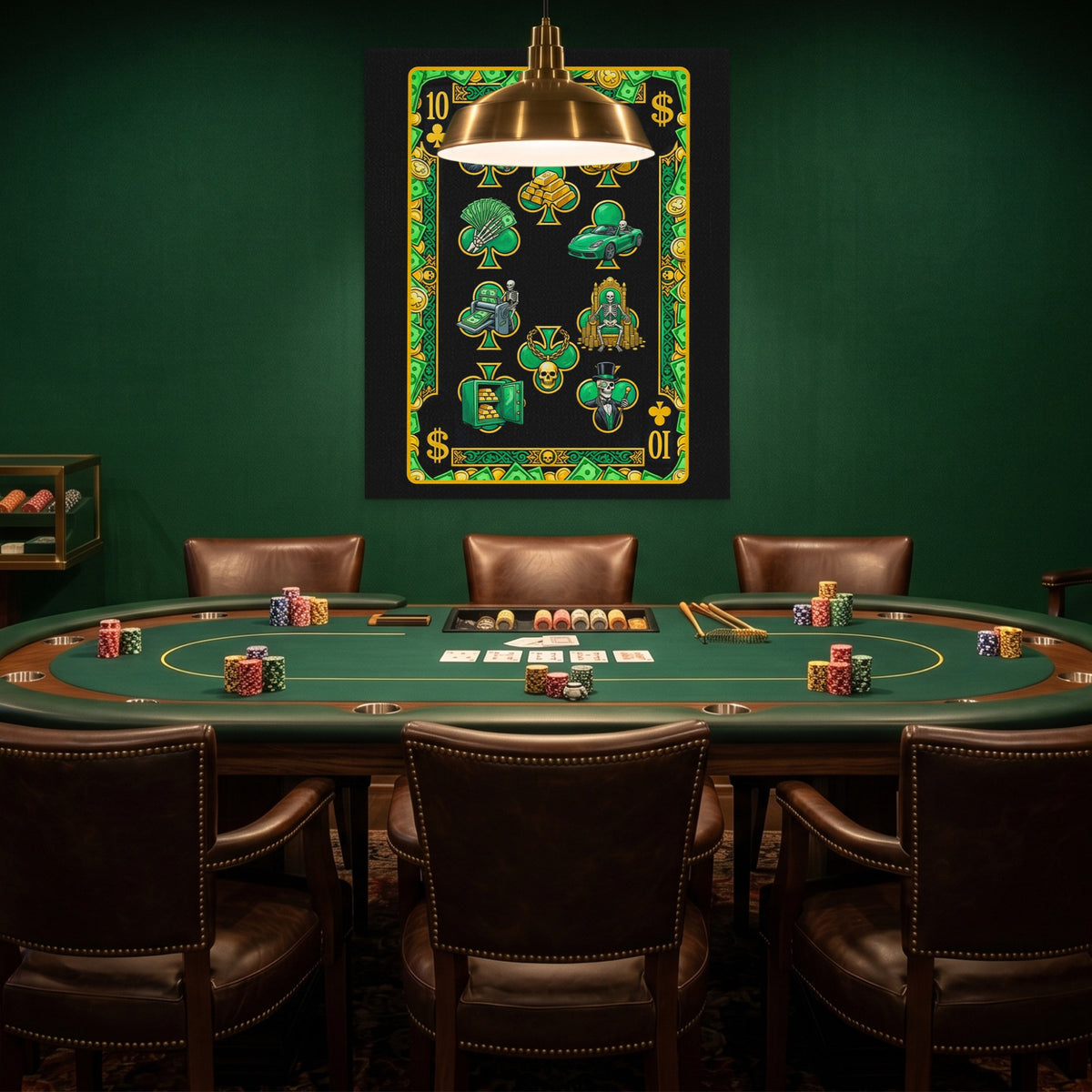 Skeleton Money Ten of Clubs Card — Skeleton Money Ten of Clubs Card Poker Room Green Port 135