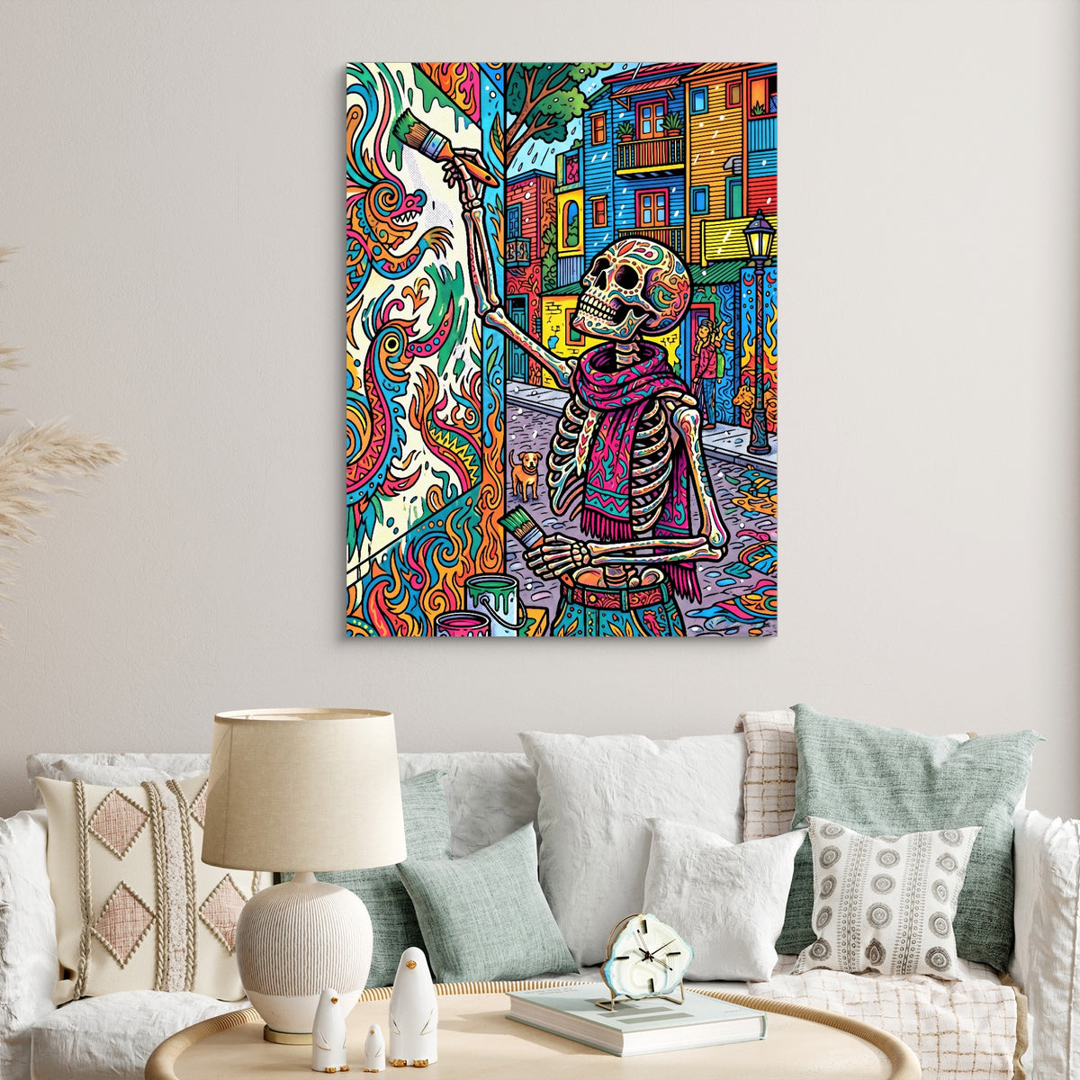 Skeleton Muralist — skeleton muralist sq clock bed 1port flush print