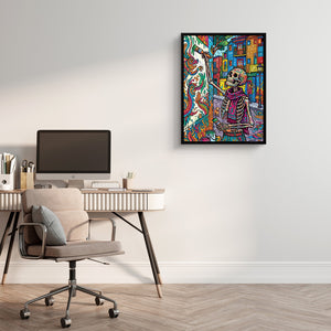 Skeleton Muralist — skeleton muralist sq office beige 2 1port framed black