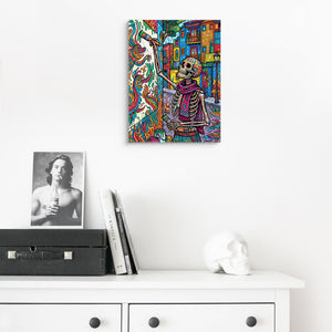 Skeleton Muralist — skeleton muralist sq skull desk 1port flush print