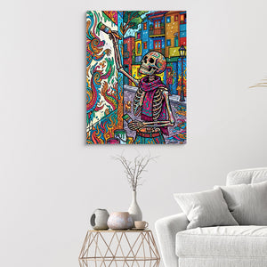 Skeleton Muralist — skeleton muralist sq white walls 1port flush print