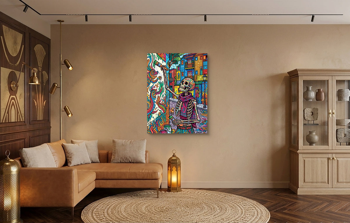Skeleton Muralist — skeleton muralist warm living room 1port flush print