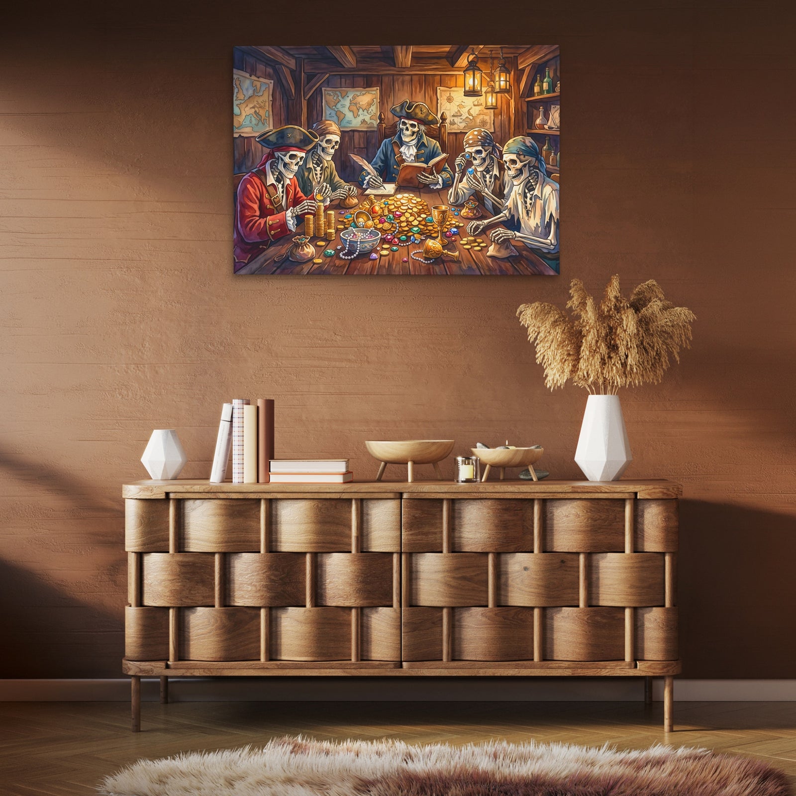 Skeleton Pirates Counting canvas wall art